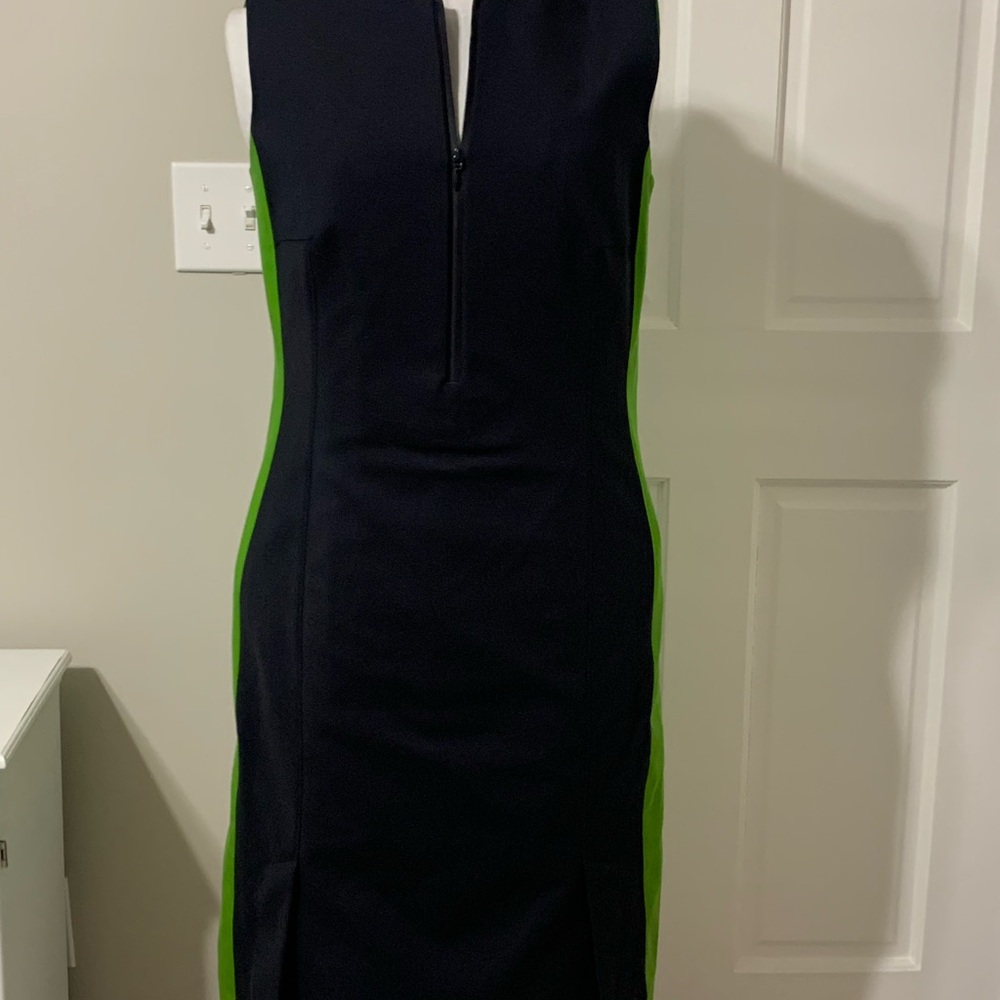 NWT Akris Punto Black and Green Sleeveless Dress Size 10